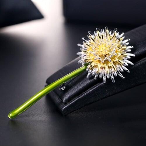 2019 New Green Dandelion Flower Enamel Brooches Women Mens Weddings Plants Brooch Pins Gifts