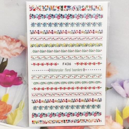 3D Stickers for Nails Pattern Flowers Grass Line Nail Foil Slider Fashion Manicure Sticker Cute Cartoons Nail Art Decoration