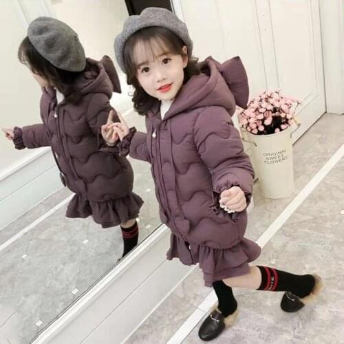 4 Colors 2019 Fashion New Children Girls Winter Parkas Coat Kids Warm Thicken Hooded Down Cotton Coats For Teenage Girl 2-10