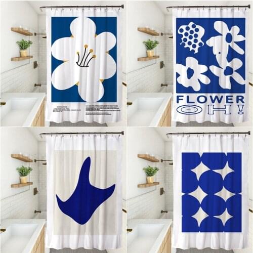 Waterproof Shower Curtain with 12 Hooks Flower Printed Bathroom Curtains Polyester Bath Partition Toilet Shower Room Decor Drape