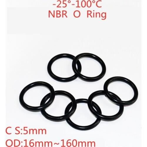 Car nitrile rubber gasket, black CS 5.7mm O-ring OD 30mm ~ 110mm NBR, corrosion resistant O shape, sealing washer