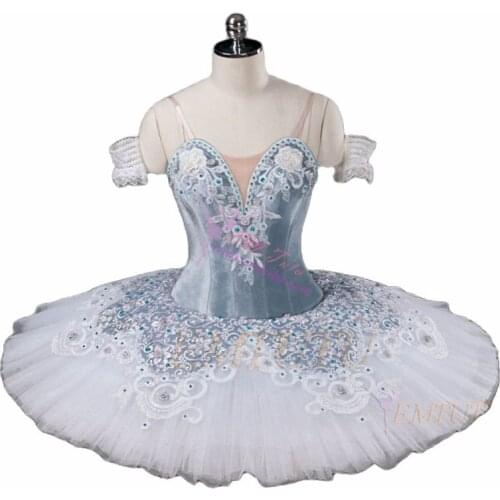 Adult Professional Ballet Tutu Grey White Snow Queen Classical Ballet Stage Costume Nutcracker Performance Pancake Tutu Ballet