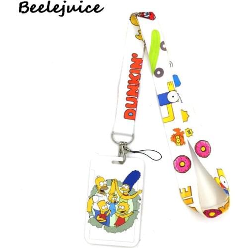 White Cartoon Funny Character Fashion Lanyard ID Badge Holder Bus Pass Case Cover Clip Credit Card Holder Strap Card Holder