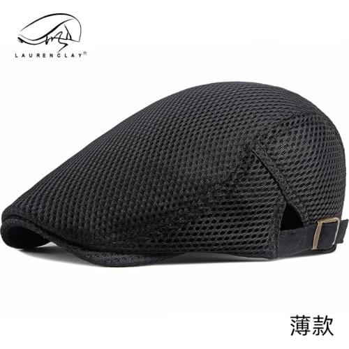Beret womens summer thin cut-out mesh breathable cap mens Korean light plate retro sunscreen cap forward hat