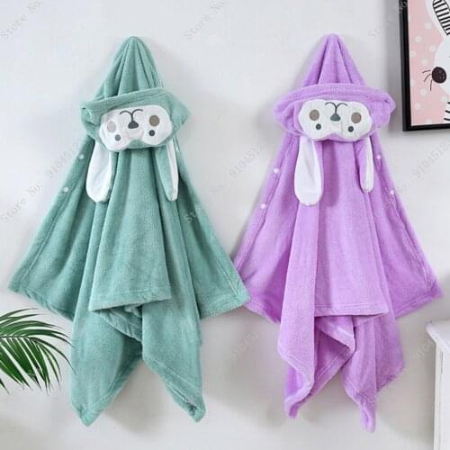Frog and Lamb Cartoon Kids bath towel Water absorption Quick dry Hooded wearable blanket for boys girls children Bathroom Gift