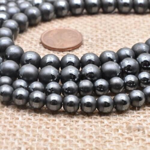 A quality Natural Stone Black Hematite Beads 6 8 mm Round Loose beads For Jewelry Making DIY Bracelet 15