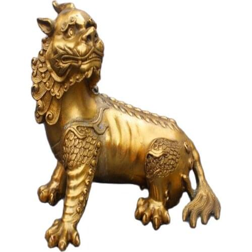 China old Brass statue Lion beast copper Statue