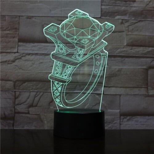 Diamond Ring 3D Lamp 7 Colors Kids Gift Touch Night Light for Children Holiday 3D Illusion Desk Table Lamp For Girl Gift 1953