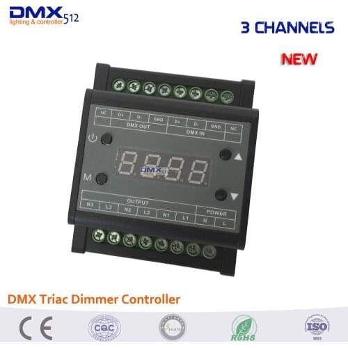Dmx Triac Dimmer Controller Led Brightness 3 Channels 3*110w/110V, 3*220w/220V Output high voltage 3CH 1A/CH for led panel light