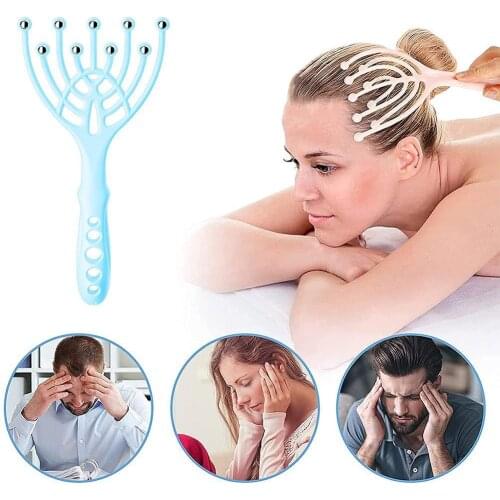 Head Massager Scalp Neck Comb Roller Five Finger Claws Steel Ball Hand Held Relax SPA Hair Care For Hair Growth Stress Relief