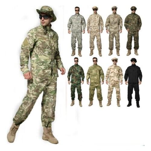 Mens Camouflage Military Tactical Combat Uniform 2Pcs Jacket&Pants Sets