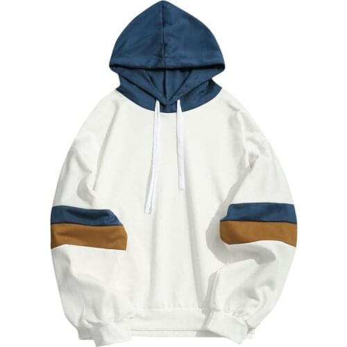 Lace Up Drawstring Mens Casual Patchwork Slim Fit Hoodie Leisure Blouse Sweatshirt Harajuku Hooded Autumn Spring Sweat Shirts