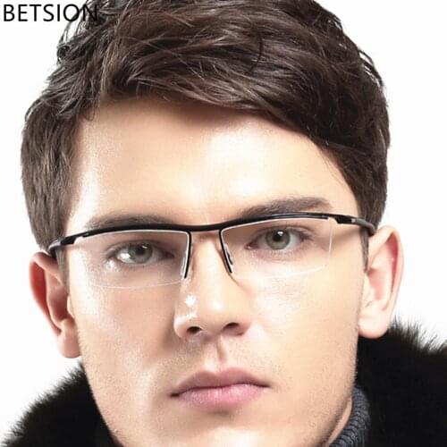 New Titanium TR90 Flexible Men Half Rimless Black Eyeglass Frames Glasses Optical Rx able