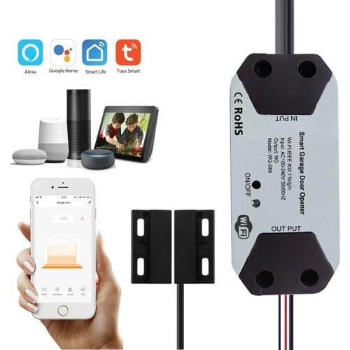 WiFi Switch Smart Garage Door Opener Controller Works with Alexa Echo Google Home SmartLife/Tuya APP Control No Hub Require