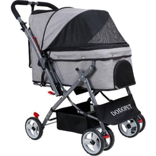 Dog outing stroller cat pet stroller multiple pet strollers shock absorber two-way travel pet stroller foldable