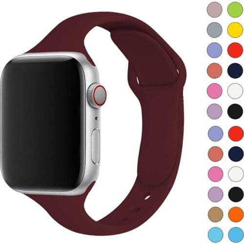 Slim strap for Apple watch band 40mm 44mm 38mm 42mm 44 mm Soft Sport Silicone watchband bracelet iWatch series 3 4 5 6 se band