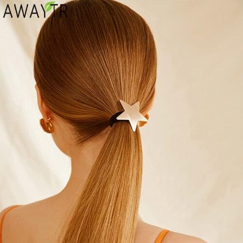 Fashion Women Hair Accessories Metal Smiley Face Geometric Star Headbands Gum for Hair Scrunchies Ponytail Hair Elastic Bands