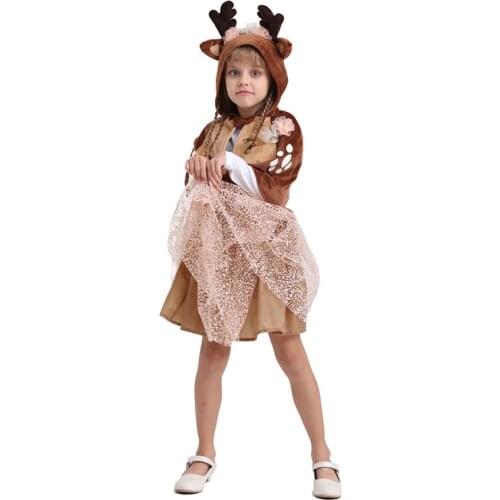 Christmas Clothes children elk Deer Dress Cosplay festival Kids Skirt Cute cartoon child cloak petticoat Girl party Tutu Skirts