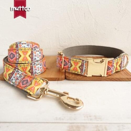 MUTTCO retailing self-design pleasing collar THE GRAY BOHEMIAN unique folk style dog collars and leashes 5 sizes UDC051J