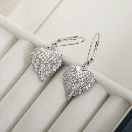 Silver Women Wing Heart Earrings Jewelry Earrings Beautiful A Pair/set Gorgeous