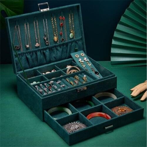 Large Capacity Jewelry Box With Lock Rings Earrings Organizer Ear Studs Display Stand Holder Rack Showcase Plate Storage Boxes