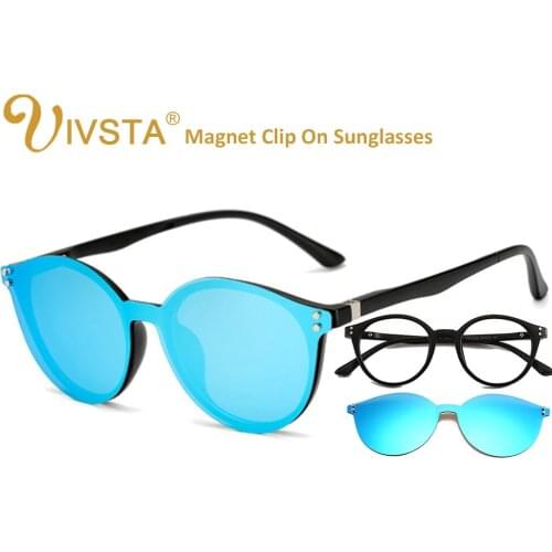 IVSTA Cat Eye Sunglasses Clip On with Magnet No Hook Integrated Design Super Light Polarized Lenses Mirror Clips Magnetic Frame