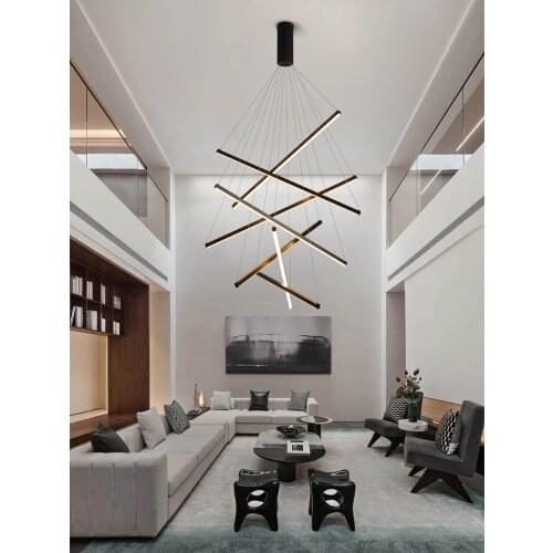 Modern And Simple Led Chandelier Creative Shopping Mall Model Room Atmosphere Living Room Dining Room Dimmable Black Office