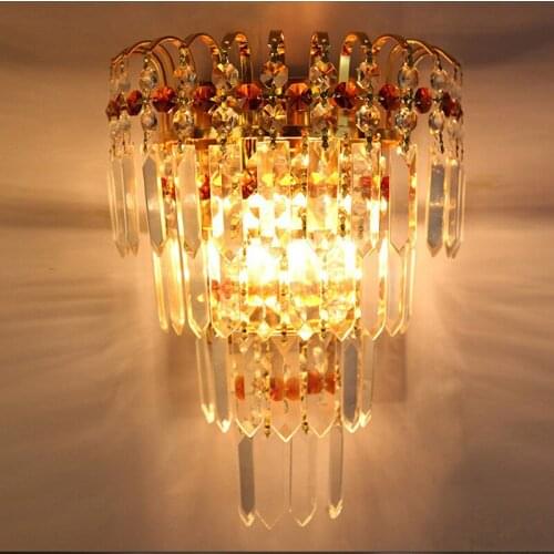 Modern simple Crystal lamp European living room wall lamp hotel Restaurant corridor decorative lamps bedroom bedside wall lights