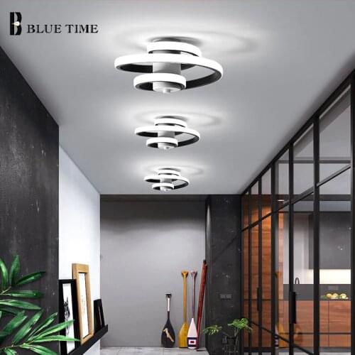 Modern Aisle Lights LED Chandeliers for Living Room Bedroom Ceiling Chandeliers Indoor Lighting Fixtures AC 110V 220V Black Lamp