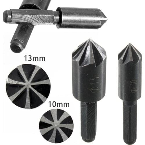 2Pcs HSS 1/4" Hex Shank 7 Flute 82 Degree Countersink Drill Bit Chamfer Cutter