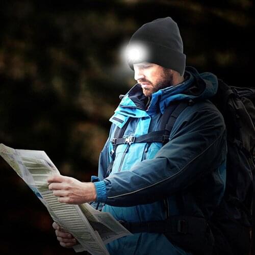 LED Beanie Hat with USB Rechargeable Adjustable Brightness head light lamp Winter Lighted Unisex Winter Warmer Knit Hat