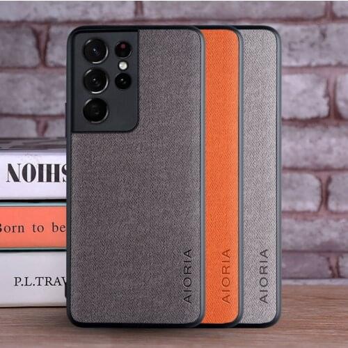 Textile case for Samsung Galaxy S21 Ultra S21 Plus soft TPU & Hard PC & textile skin 3in1 material covers coque fundas