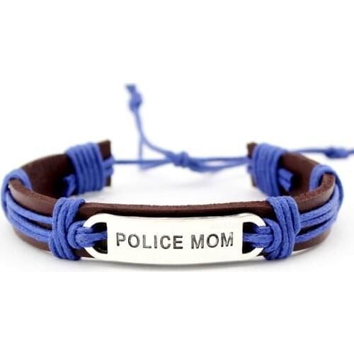 Thin Blue Line Fire Mom Wife Dogs Paw Turtle Tortoise Scissors Skull Arrow Charm Wax Leather Bracelets Women Men Jewelry Gift