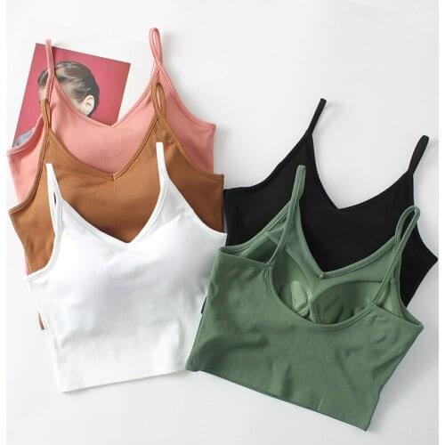 Underwear Womens Tube Top Solid Casual Seamless Bra Tank Crop Tops Female Sports Top Summer Sexy Black Halter V Neck Camisole