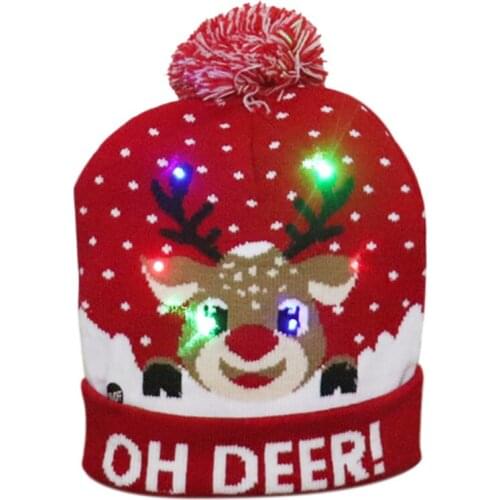 ON SALE! Colorful Luminous High-End Knitted Hat LED Christmas Hat Warm Hat For Children And Adults New Year Party Decoration