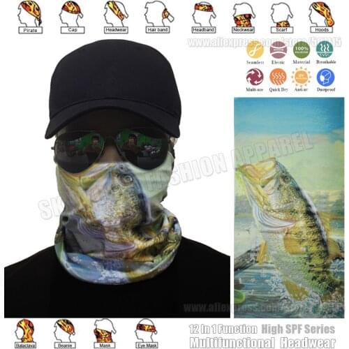 High Quality Latest 3D Fish Printing Multifunction Seamless Fishing Headwear Anti-UV Outdoor Bandana Headband Magic Tube Scarf