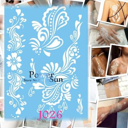 1PC Disposable Waterproof Flower Arm Tattoo Body Shoulder Art Temporary Tattoo Sticker White Henna Mehndi Bolssom Wedding PJ026