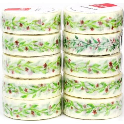 10pcs/Lot Decorative Cute Plant Green Vine Leaf Japanese Paper Washi Tapes Scrapbooking Planner Adhesive Masking Tape Stationery