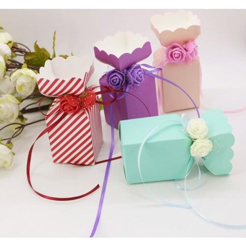100pcs Wedding candy box blue/ pink candy boxes European Party Box high-quality creative personality wedding supplies