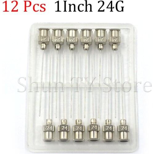 12 Pcs 1.5 Inch Silver Stainless Steel 24Ga Connector Glue Head Dispensing Needle, Suitable For Dispensing Electronic Components