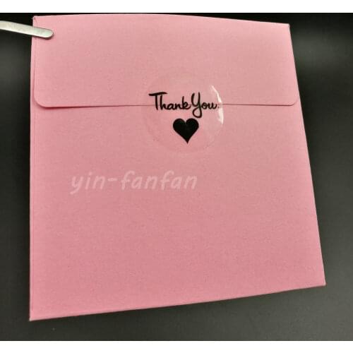 1200pcs 1.18" Round Transparent Thank you Black Heart Sealing Sticker 30*30mm