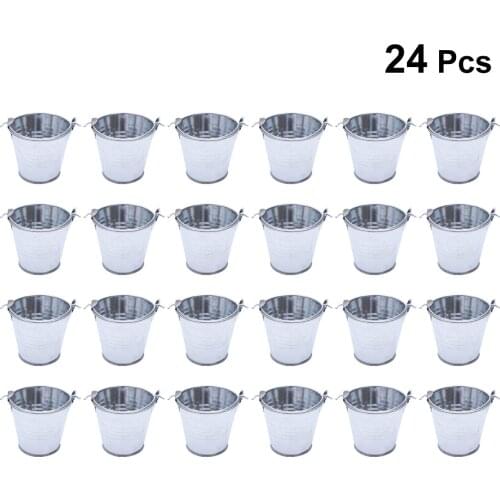 24pcs Tinplate Mini Metal Bucket Candy Chocolate Dragee Buckets Icing French Fries Storage Container Wedding Party Decoration