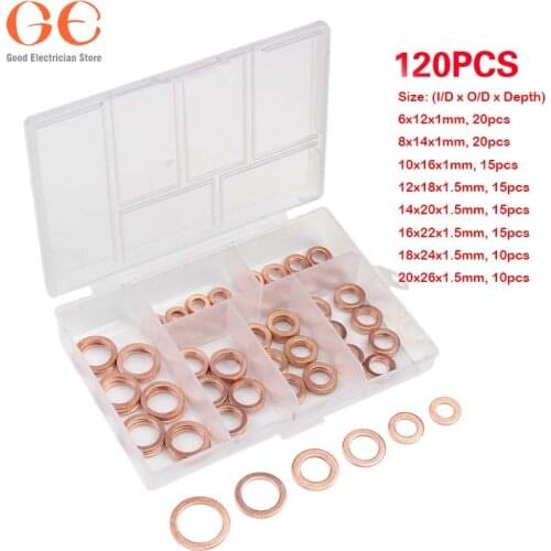 280Pcs Copper Sealing Solid Gasket Washer Sump Plug Oil For Boat Crush Flat Seal Ring Tool Hardware Accessories Pack New