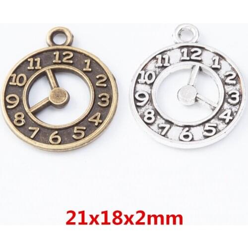 40 pieces of retro metal zinc alloy clock pendant for DIY handmade jewelry necklace making 7682