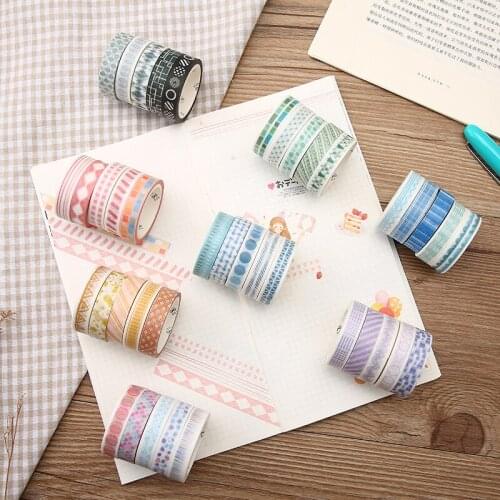 5pcs Four Season Paper Washi Tape Set Green Spring Autumn Yellow Basic Pattern 10mm Lace Adhesive Masking Tapes Stickers A6369