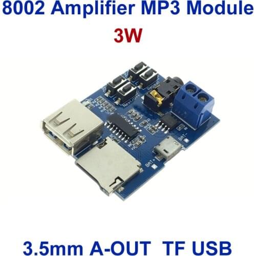 5V Micro USB 3W 8002 Amplifier MP3 Module TF Card U Disk MP3 Decoder Board AMP Decoding Audio Kit 3.5MM Earphone DIY