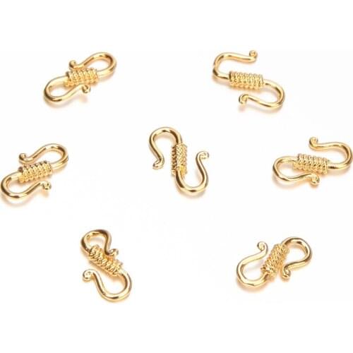 8PCS 18K Gold Plated S-shape Link Necklace Connectors for Jewelry Making Bracelet Connecting Buckle DIY Brass Accessories
