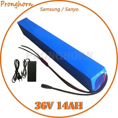 36V 14AH Lithium Battery 36V 14AH Electric Bike Battery with PVC Case use Samsung 35E/Sanyo GA cell with 20A BMS 42V 2A Charger