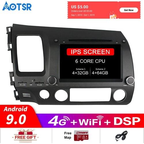 Android 9.0 Car gps multimedia Radio player For Honda Civic 2006-2011 Auto radio GPS Navigation Tape Recorder Multimedia Player
