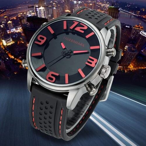 Men Fashion Sport Watches Men Rubber Band Digital analog LED Quartz Watches Male clock Waterproof wristwatch Relogio Masculino